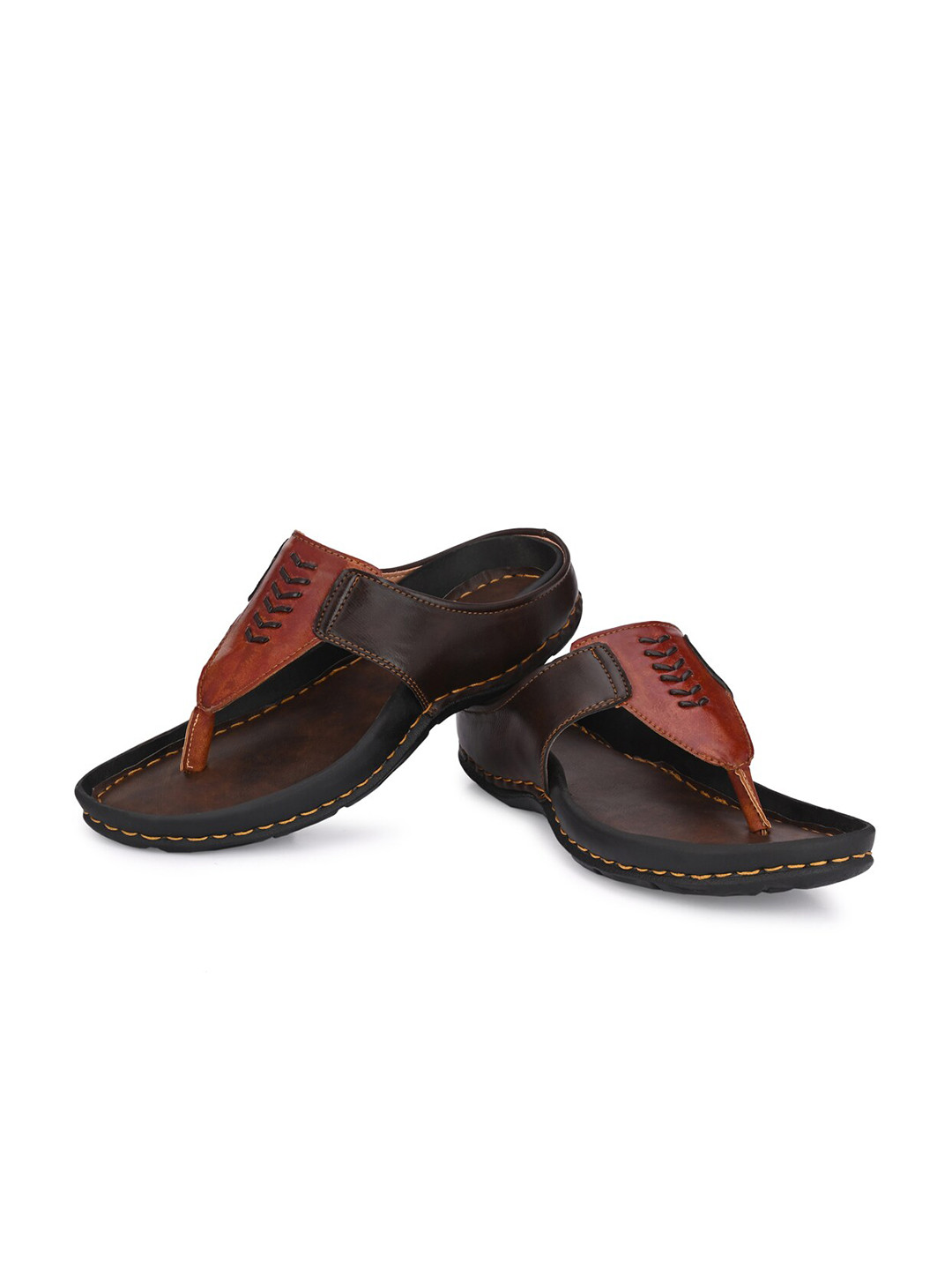 

ATTITUDIST Men Leather Comfort Sandals, Brown