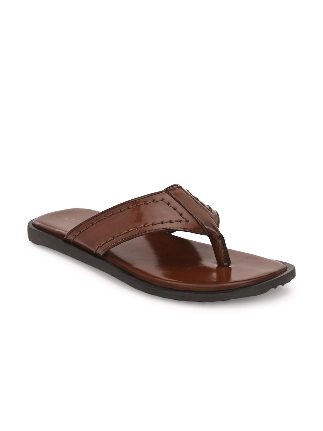 

ATTITUDIST Men Double Stitched Comfort Sandals, Brown