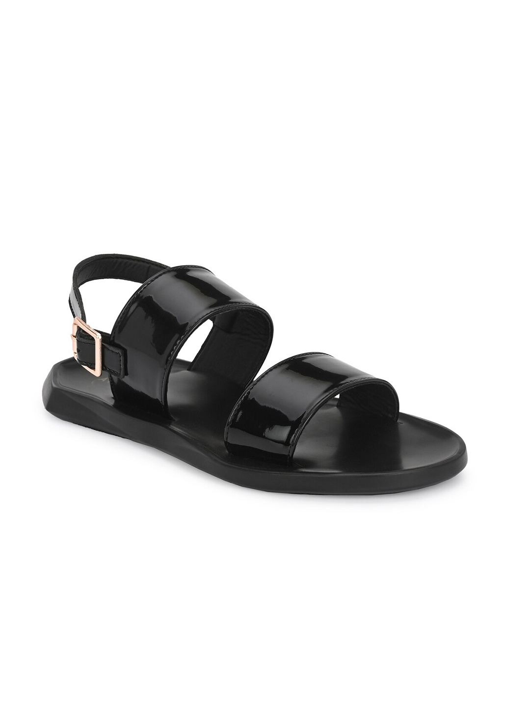 

ATTITUDIST Men Two Strap Comfort Sandals With Buckle Closure, Black