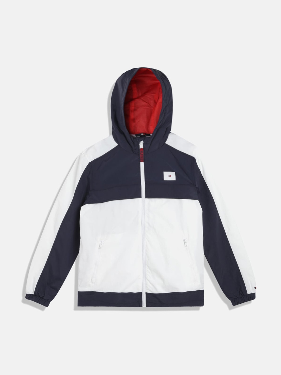 

Tommy Hilfiger Boys Colourblocked Hooded Bomber Jacket, Blue
