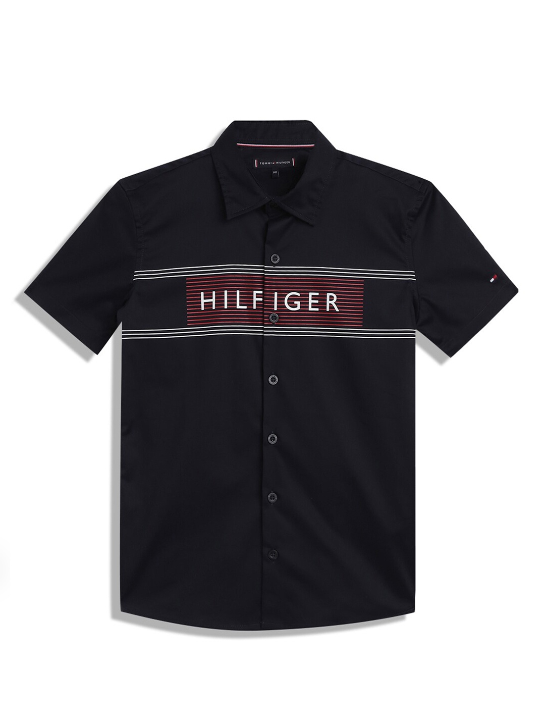 

Tommy Hilfiger Boys Brand Logo Printed Regular Fit Casual Shirt, Black
