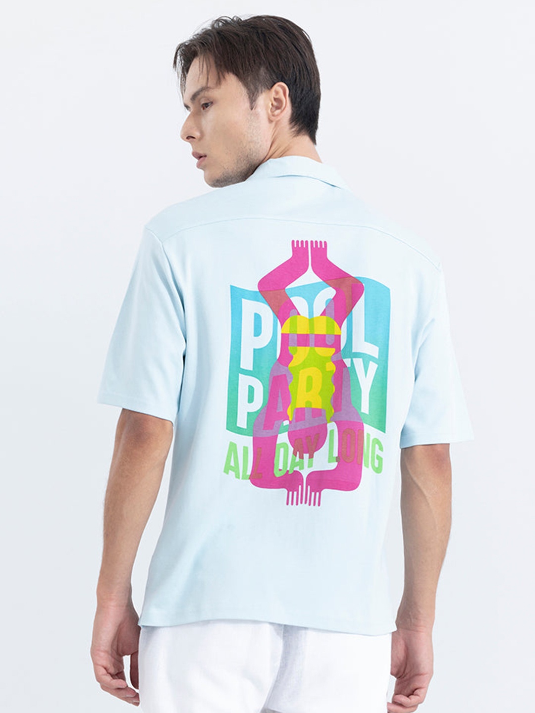 

Snitch Blue Classic Opaque Graphic Printed Pure Cotton Casual Shirt