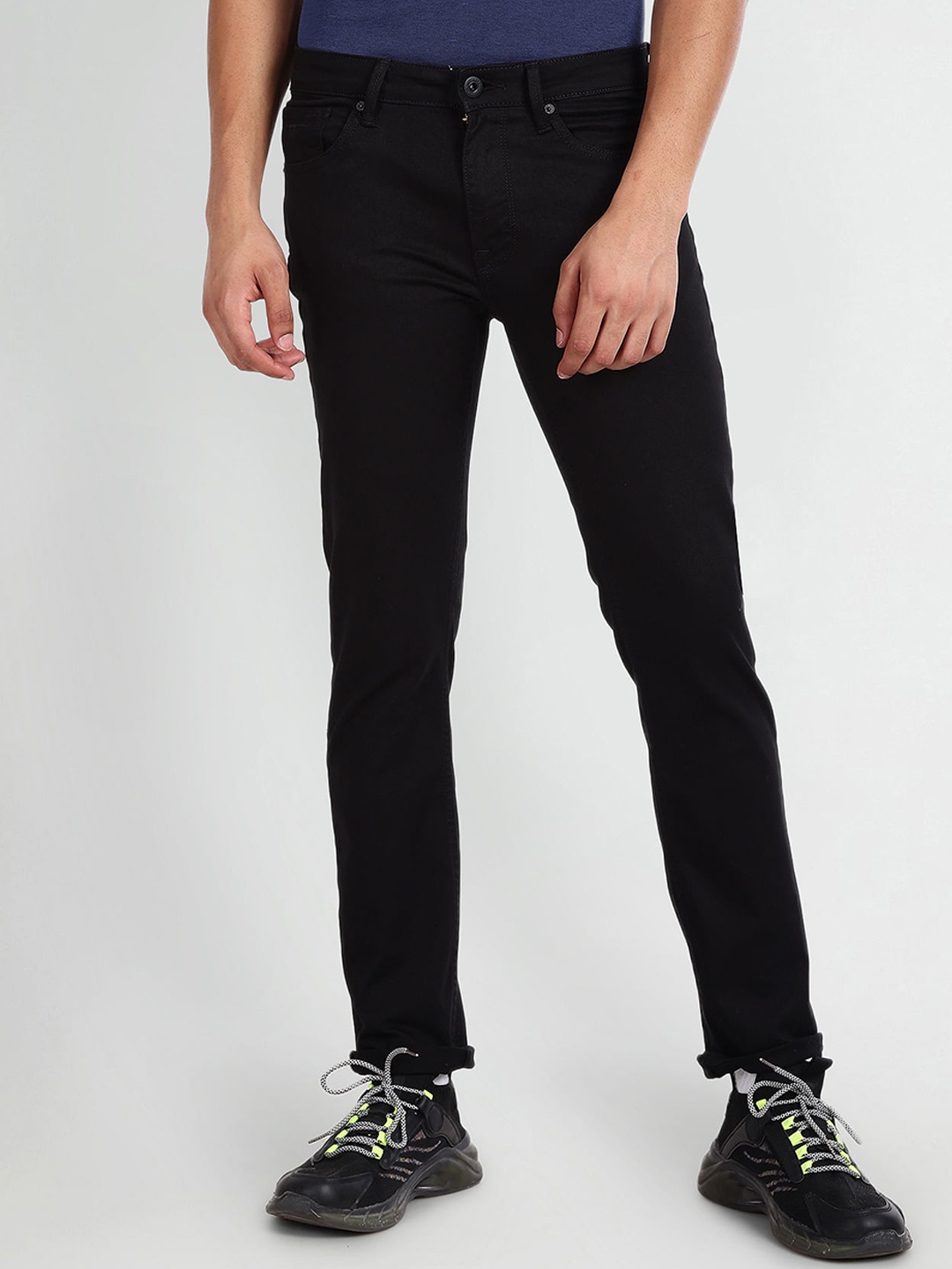 

Flying Machine Men Slim Fit Clean Look Stretchable Jeans, Black