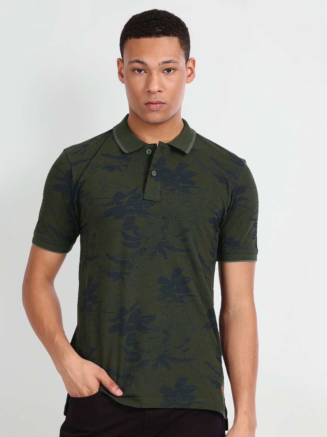 

Flying Machine Floral Printed Pure Cotton T-shirt, Green