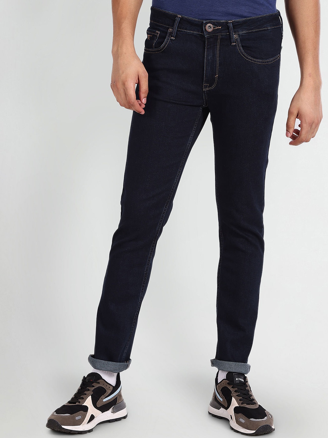 

Flying Machine Men Clean Look Tapered Fit Stretchable Jeans, Blue