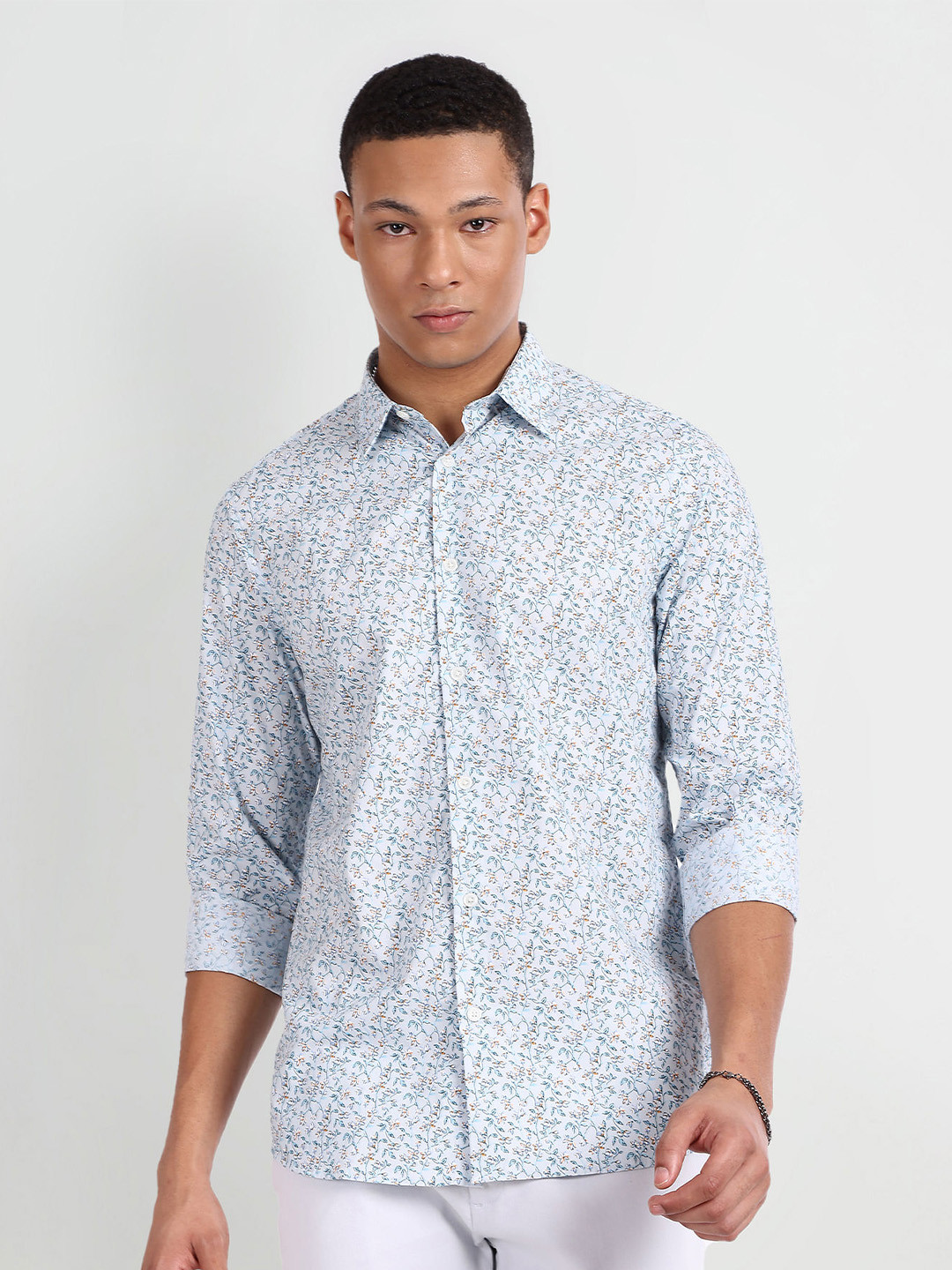 

Flying Machine Slim Fit Opaque Printed Casual Shirt, Blue