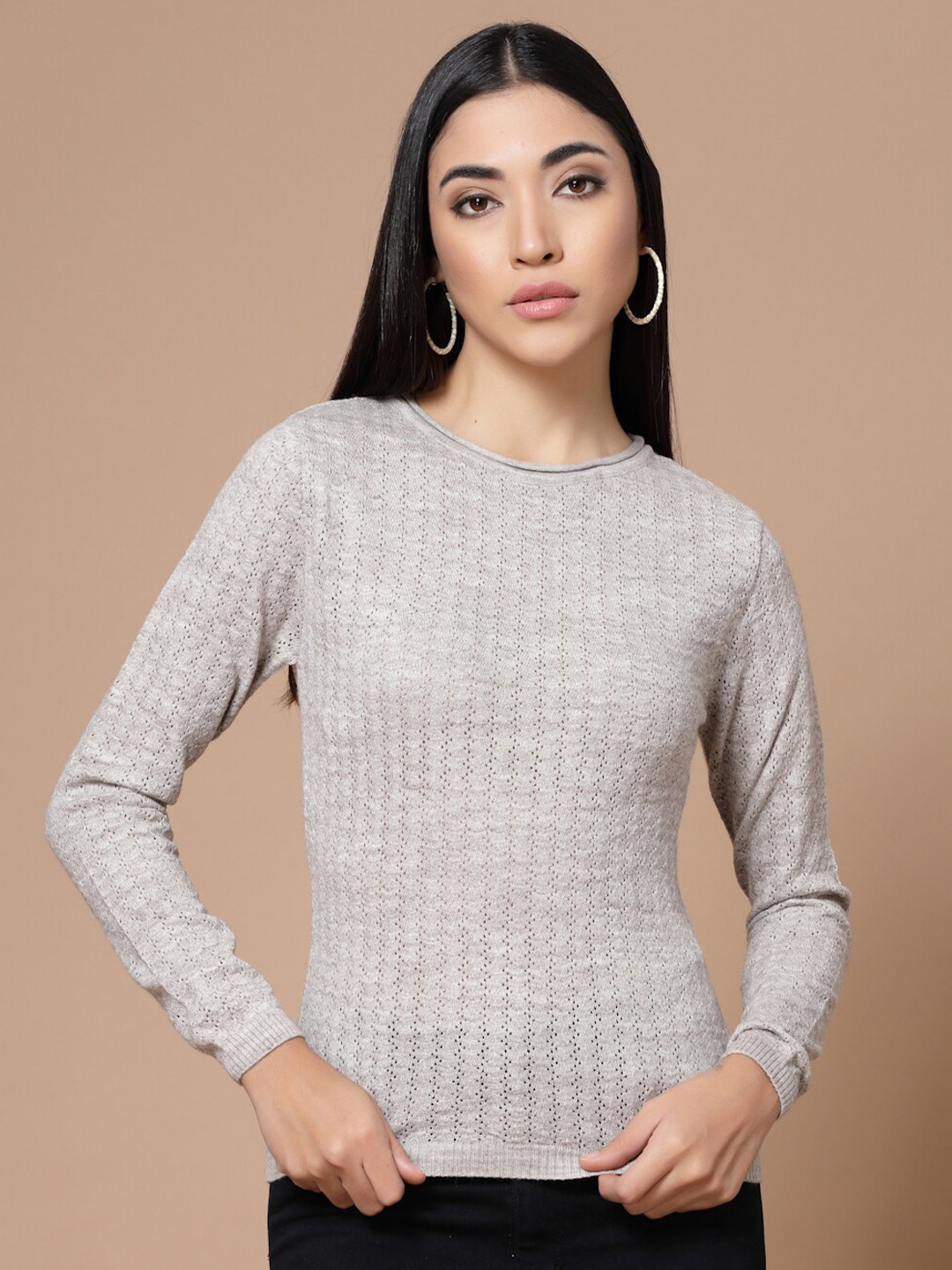 

BAESD Open Knit Acrylic Pullover Sweater, Grey