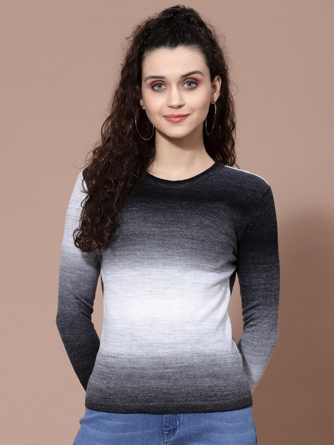 

BAESD Colourblocked Acrylic Pullover Sweater, Black
