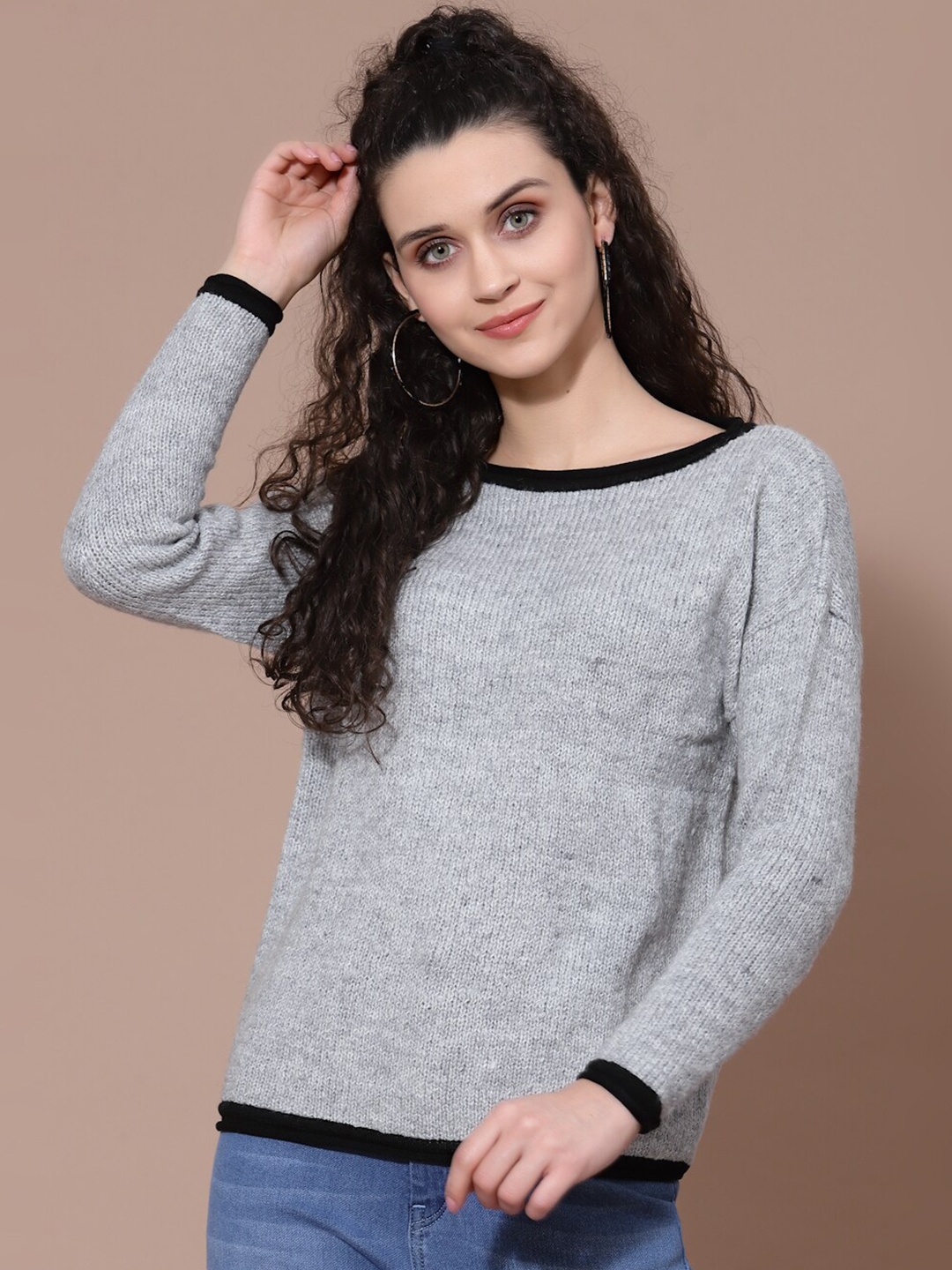

BAESD Ribbed Acrylic Pullover Sweater, Grey
