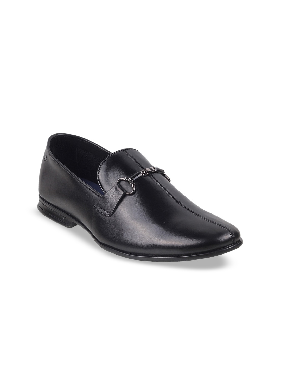 

DAVINCHI Men Leather Formal Loafers, Black