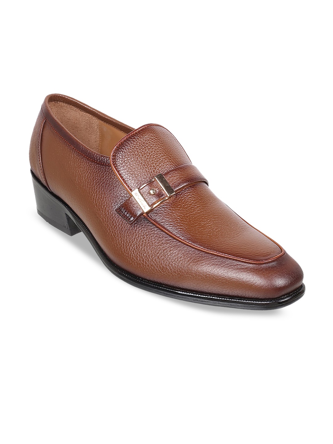 

DAVINCHI Men Textured Leather Formal Loafers, Tan