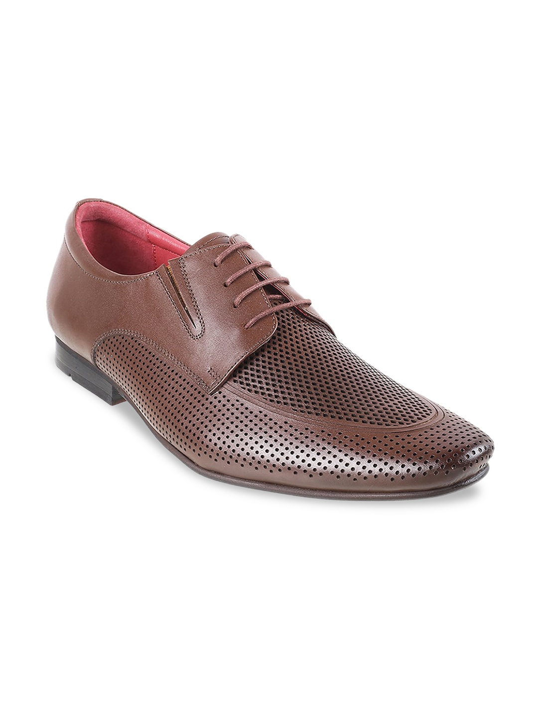 

DAVINCHI Men Perforated Leather Formal Derbys, Brown