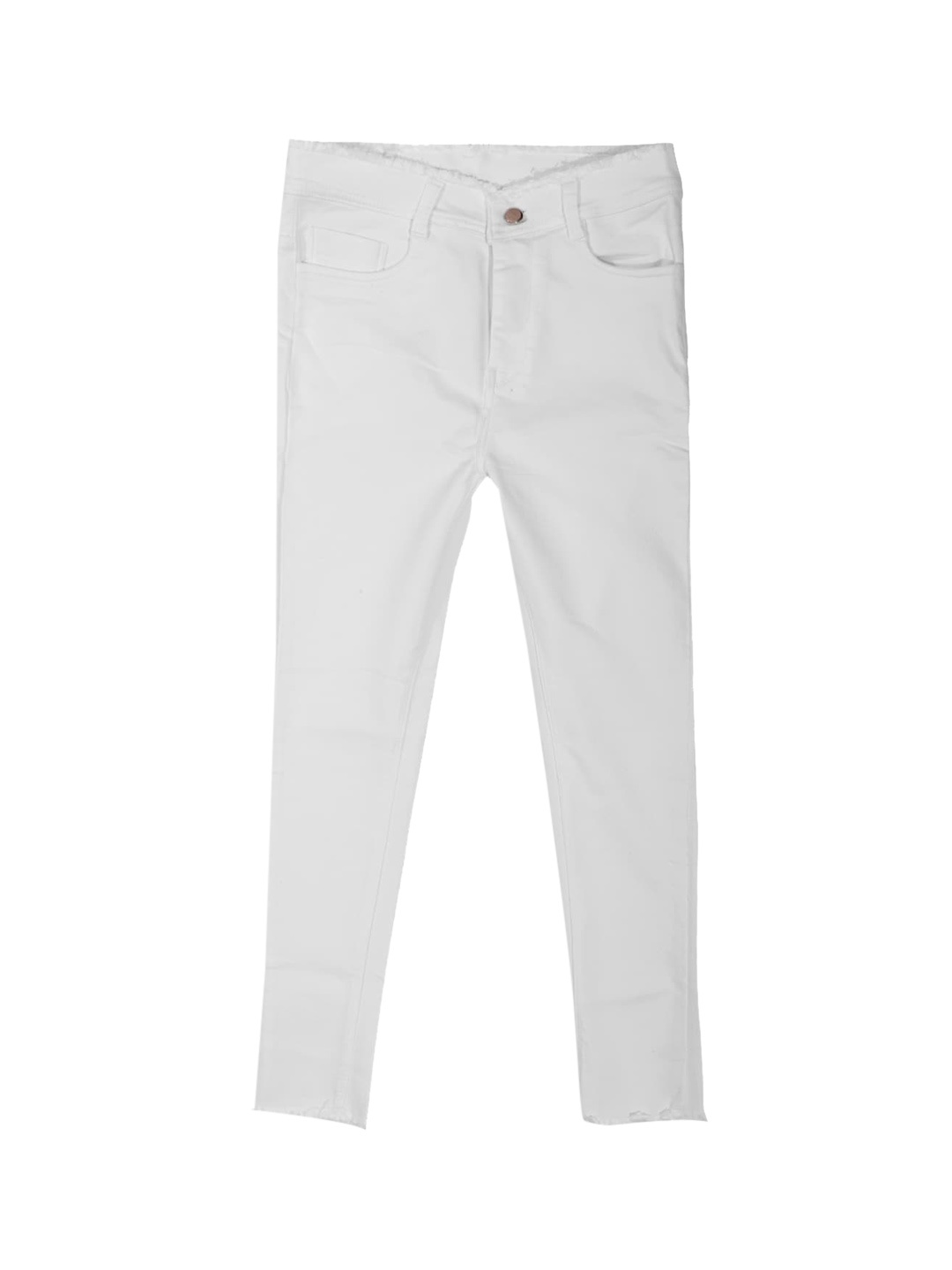 

MANZON Girls Comfort Slim Fit Stretchable Clean Look Cotton Jeans, White