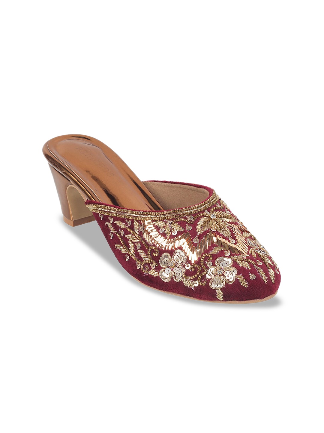 

Metro Ethnic Embellished Block Mules, Maroon