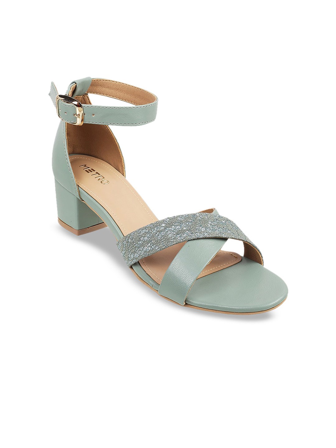 

Metro Women Textured Mid-Top Block Heels, Sea green