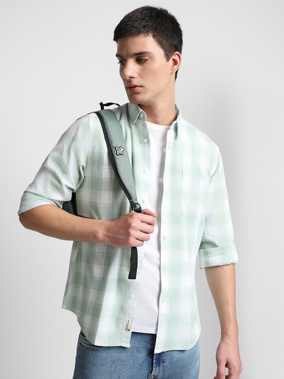 

Dennis Lingo Slim Fit Grid Tattersall Checked Casual Shirt, Green