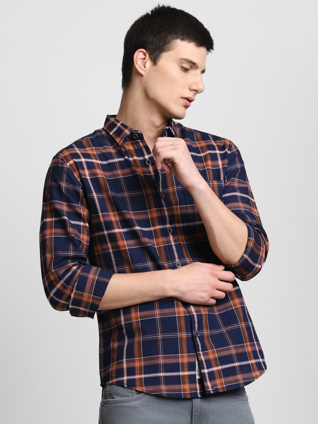 

Dennis Lingo Slim Fit Tartan Checked Casual Shirt, Rust