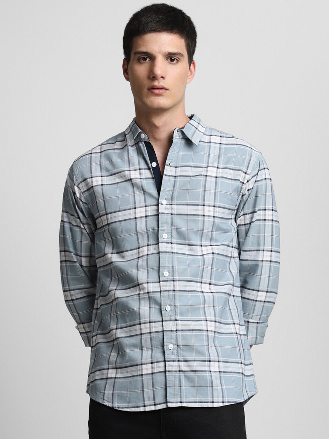 

Dennis Lingo Slim Fit Opaque Checked Casual Shirt, Grey