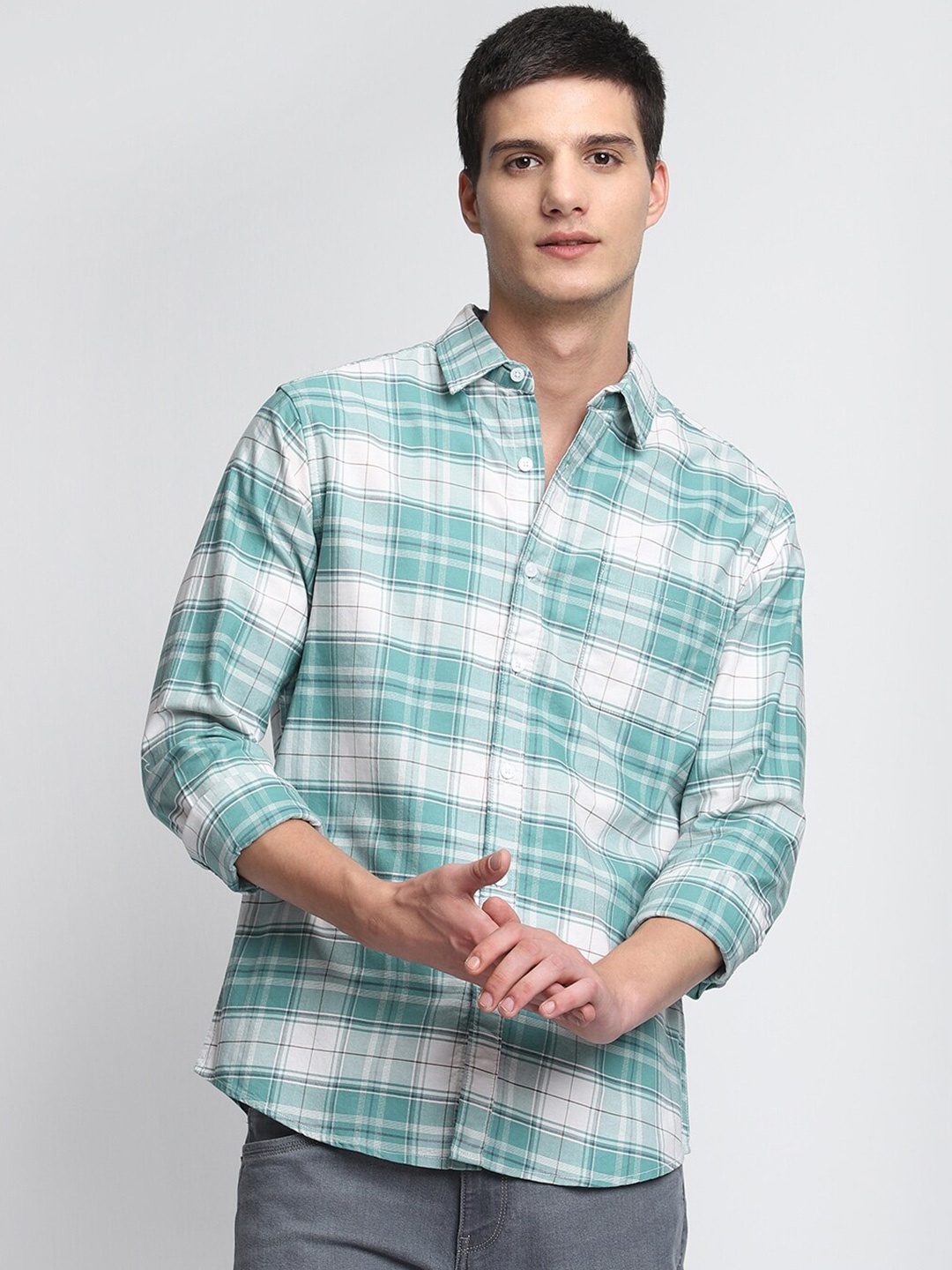 

Dennis Lingo Slim Fit Tartan Checked Casual Shirt, Green