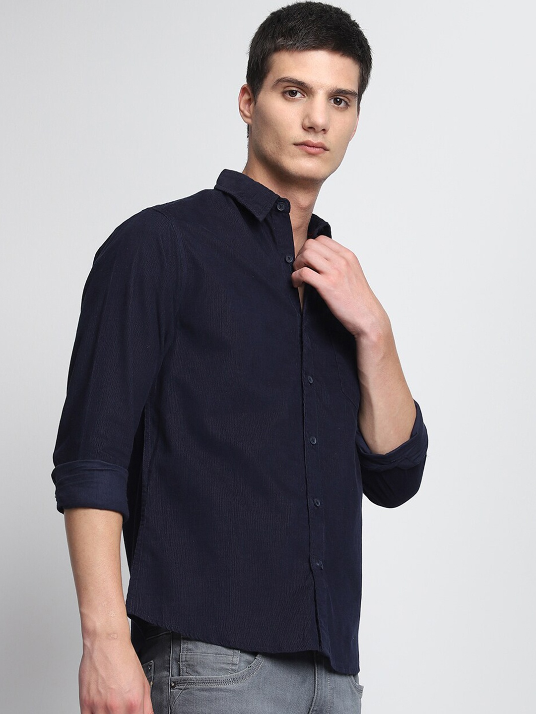 

Dennis Lingo Slim Fit Corduroy Casual Shirt, Navy blue