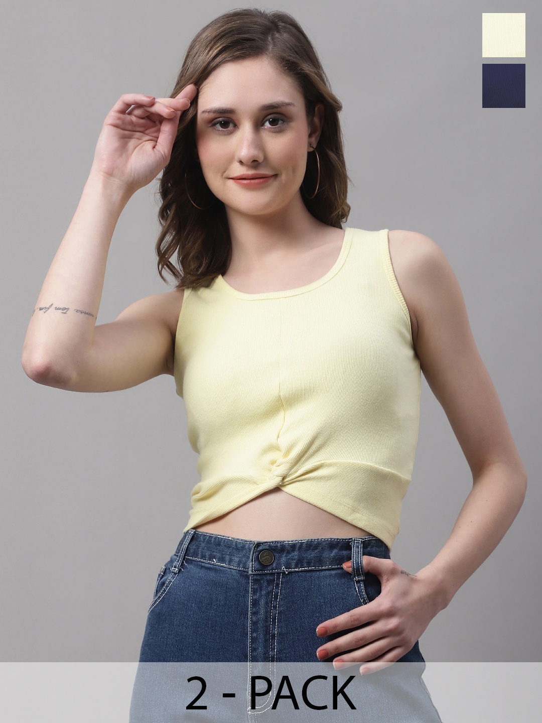 

FBAR Yellow Cotton Crop Top