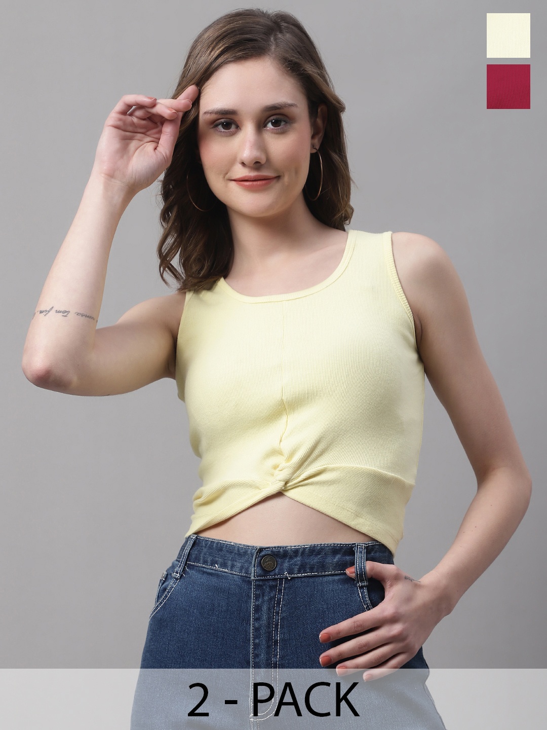 

FBAR Yellow Cotton Crop Top