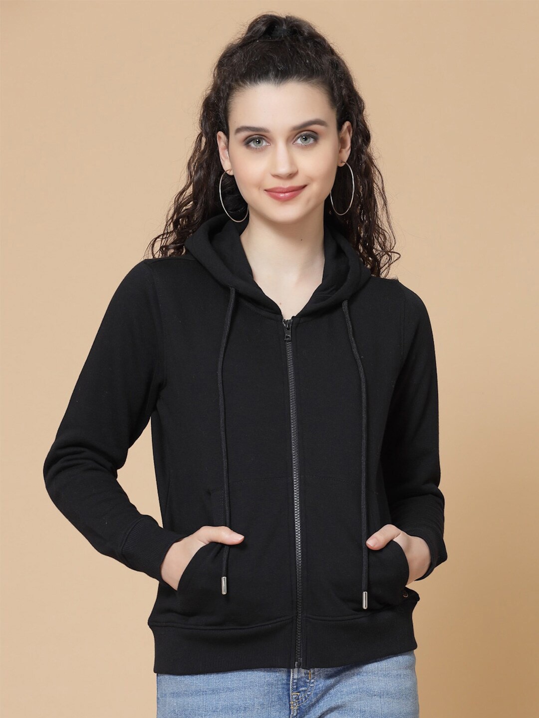 

BAESD Front Open Hooded Cotton Sweatshirt, Black
