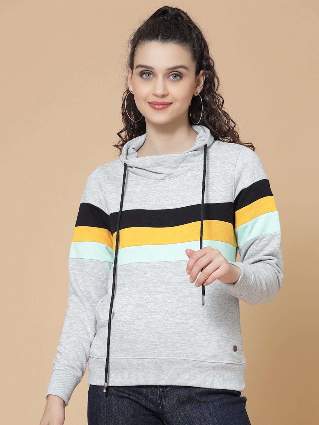 

BAESD Striped Hooded Pullover, Grey
