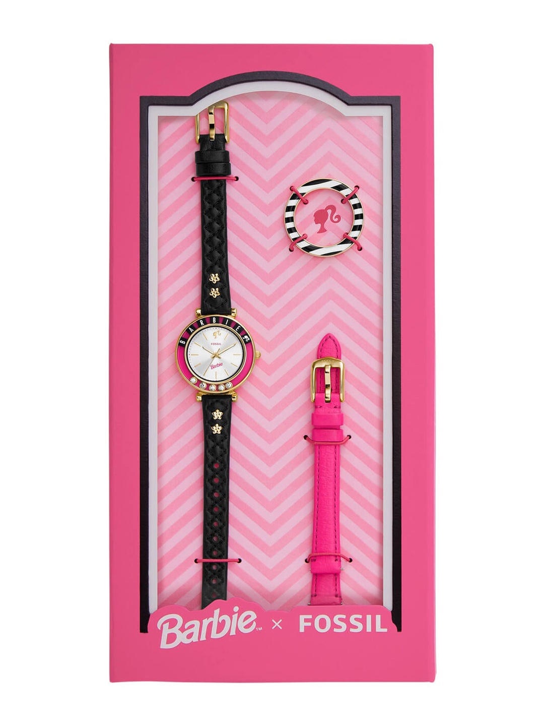 

Fossil Women Embellished Dial & Leather Straps Analogue Watch LE1176SET, Black