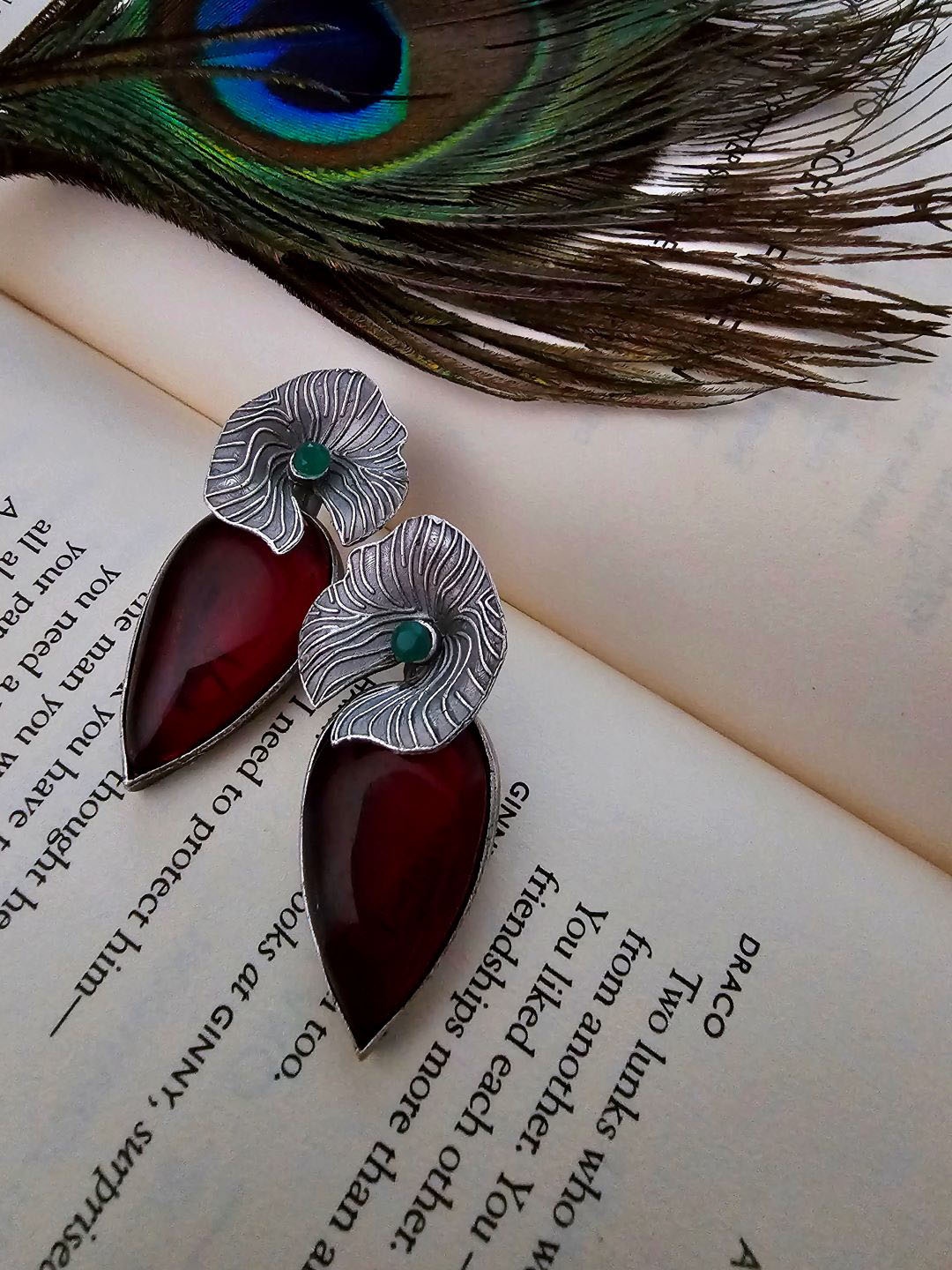 

Binnis Wardrobe Silver-Plated Stone-Studded Teardrop Shaped Drop Earrings