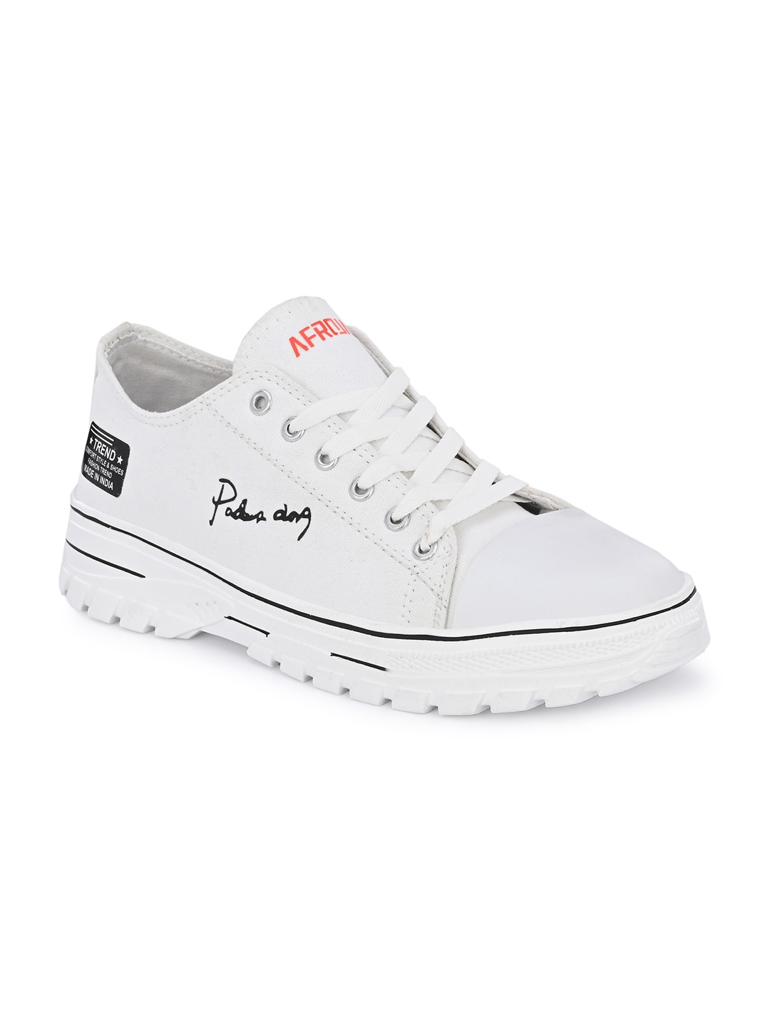 

AfroJack Men Printed Textile Padded Insole Basics Sneakers, White