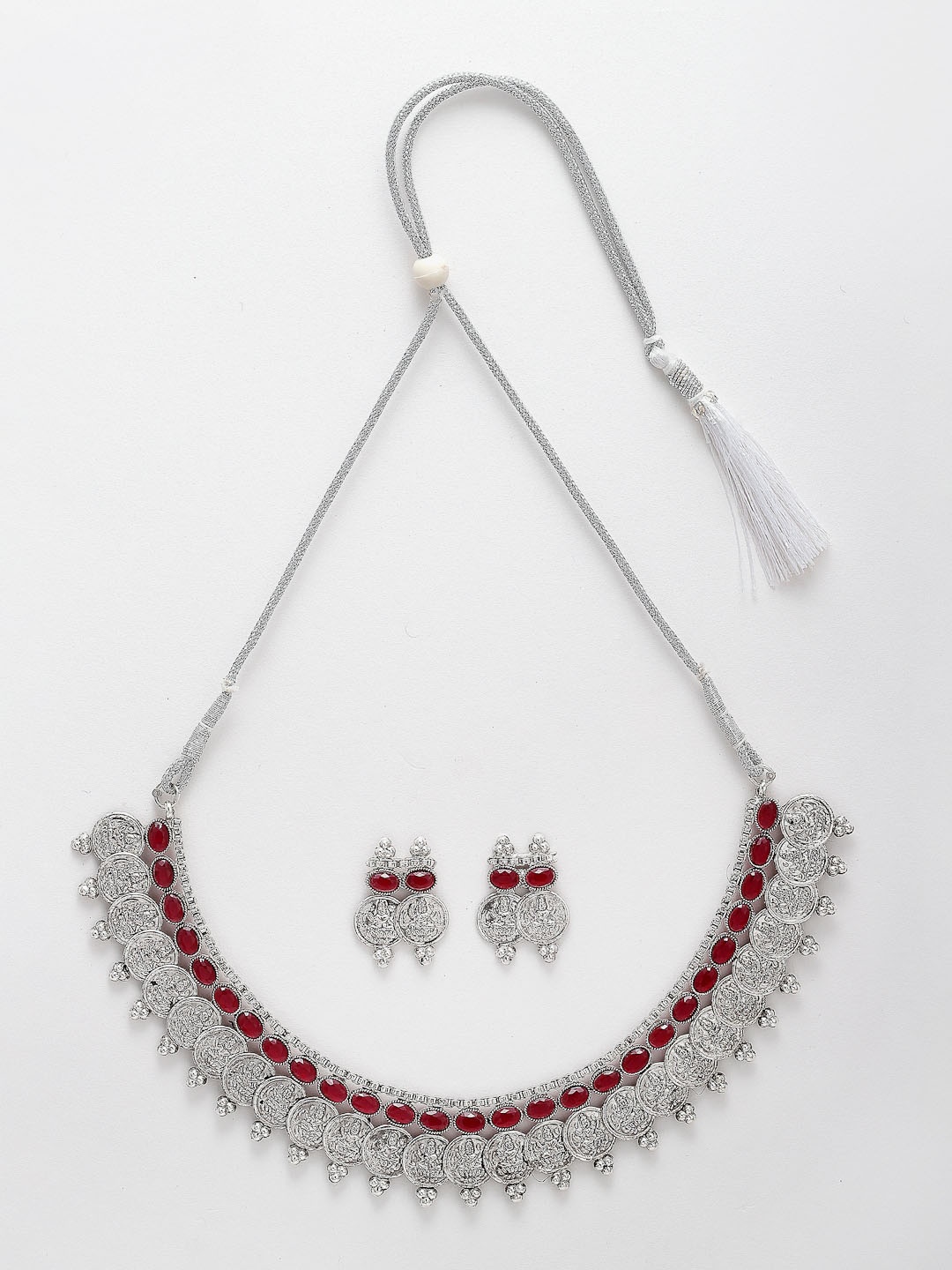 

Sangria Oxidised Silver-Plated CZ & Pearl Studded Jewellery Set