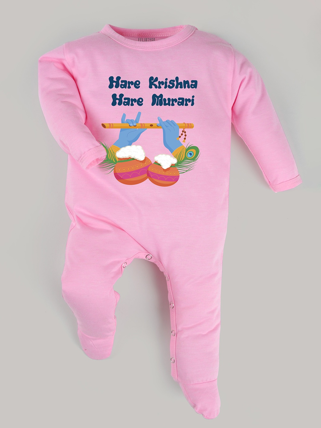 

FflirtyGo Infants Typography Printed Pure Cotton Sleepsuit, Pink