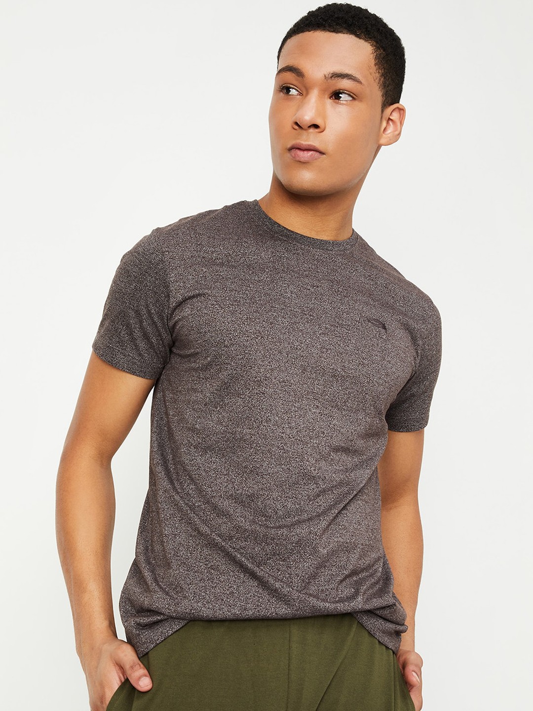 

max Round Neck Short Sleeves Lounge Tshirts, Grey