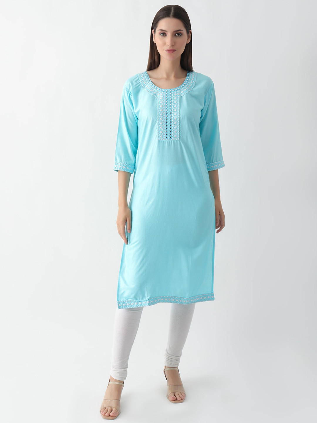 

DKGF FASHION Ethnic Motifs Embroidered Kurta, Blue