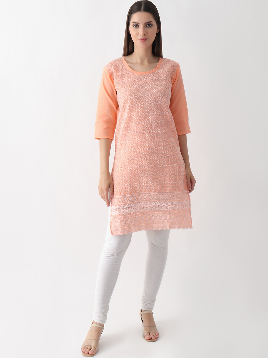 

DKGF FASHION Ethnic Motifs Embroidered Kurta, Orange
