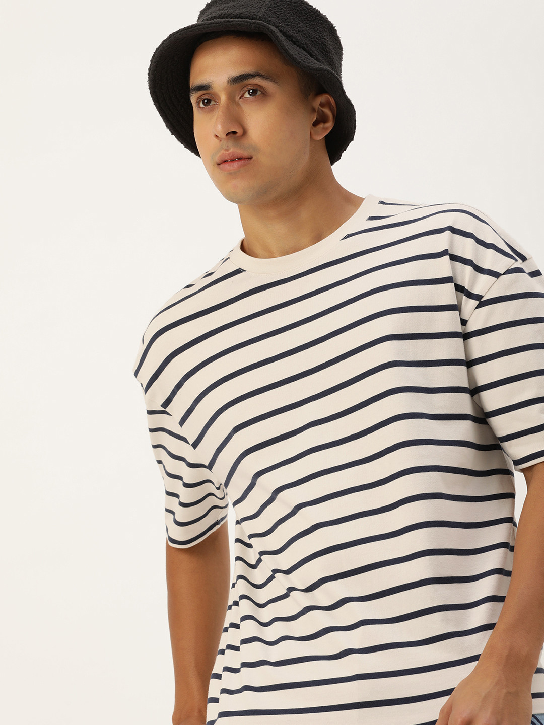 

Kook N Keech Men Striped Drop-Shoulder Sleeves T-shirt, White