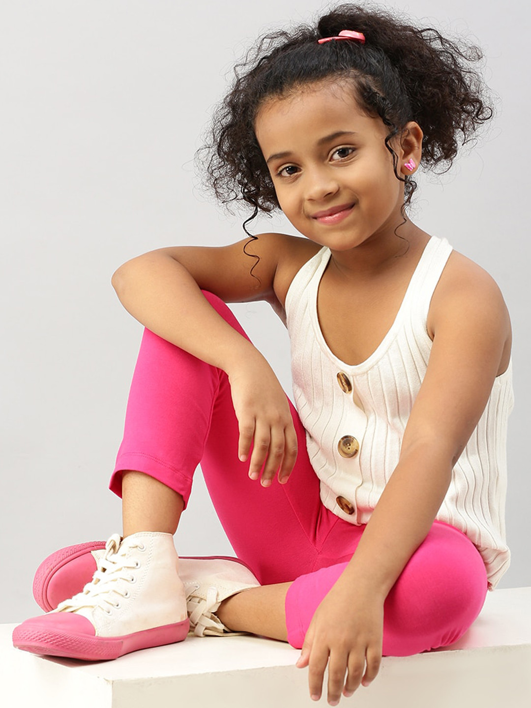 

De Moza Girls Ankle-Length Leggings, Fuchsia