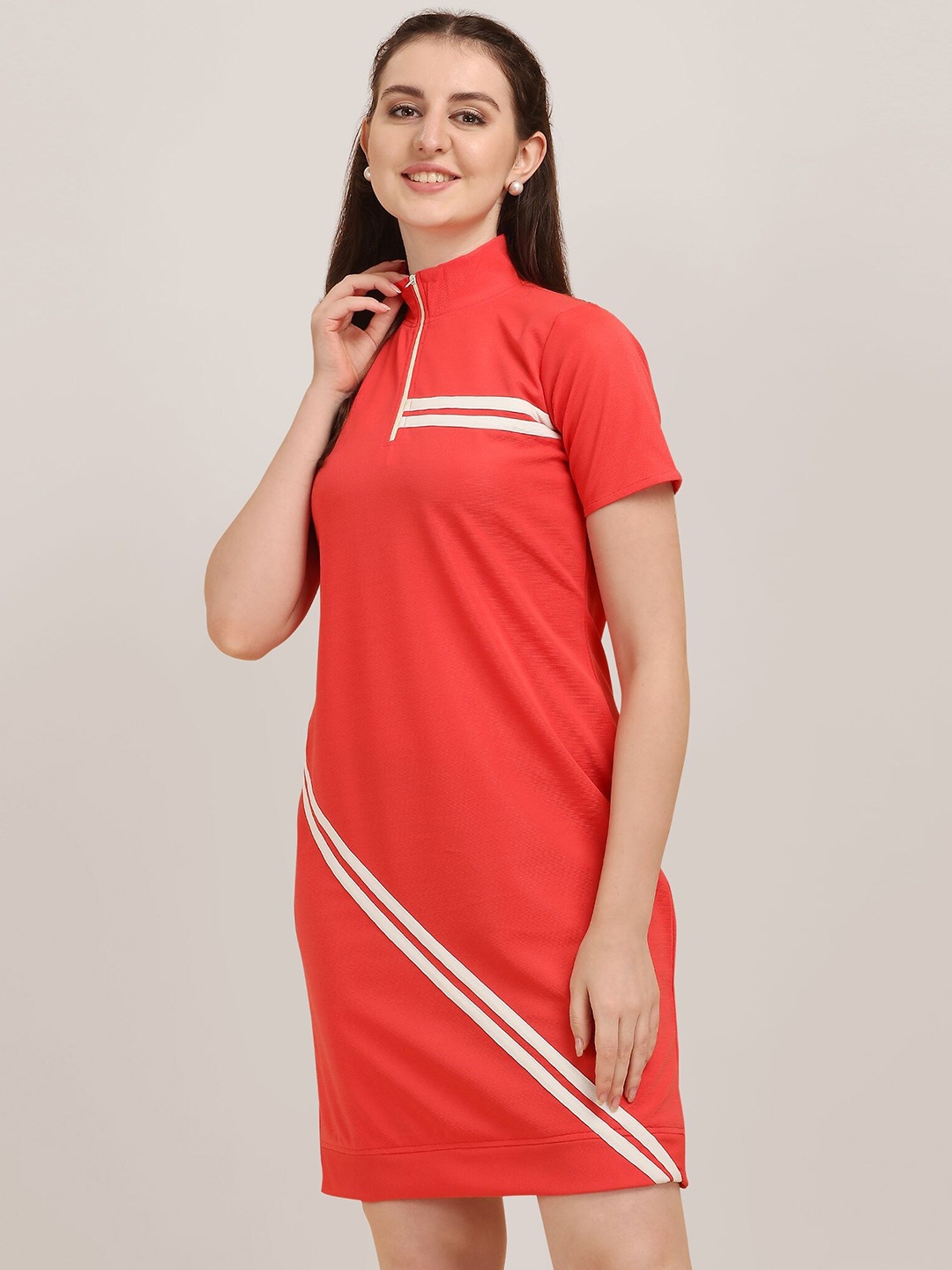 

BAESD Striped High Neck T-shirt Dress, Pink