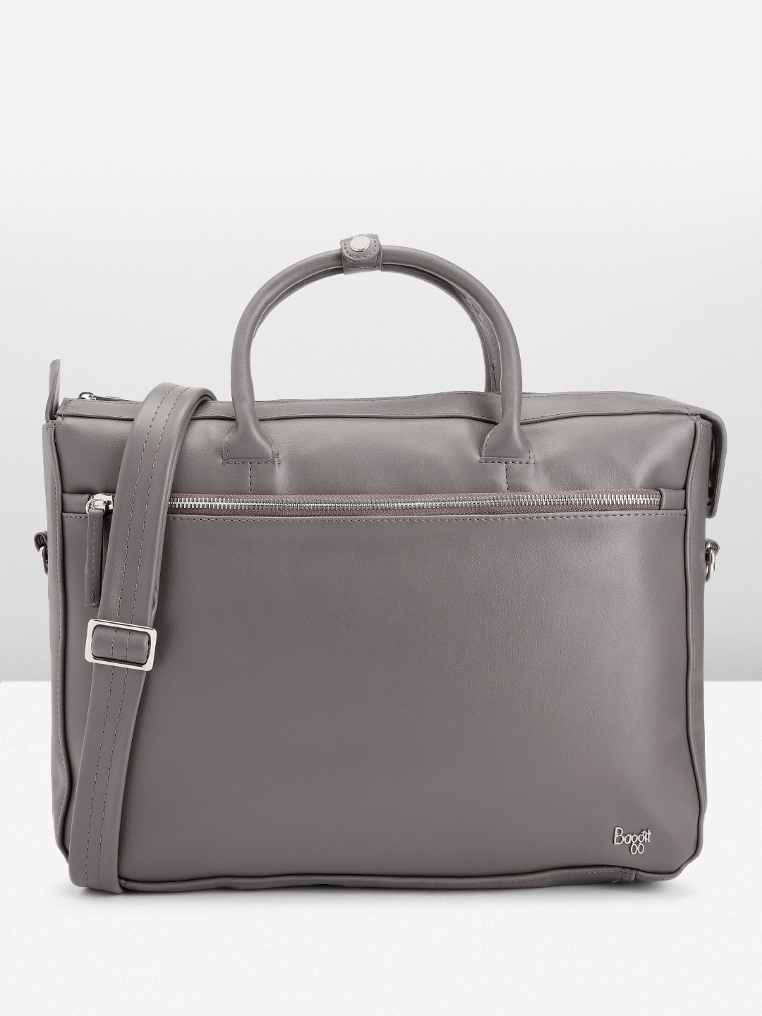 

Baggit Men Solid PU Laptop Bag, Grey