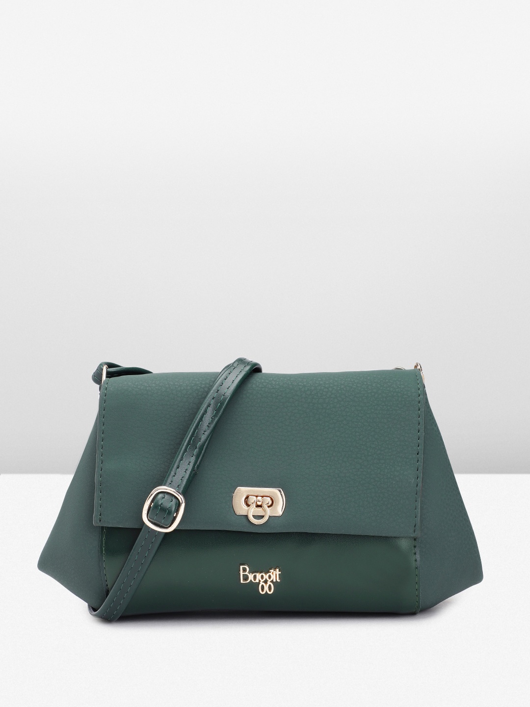 

Baggit Solid Structured Sling Bag, Green