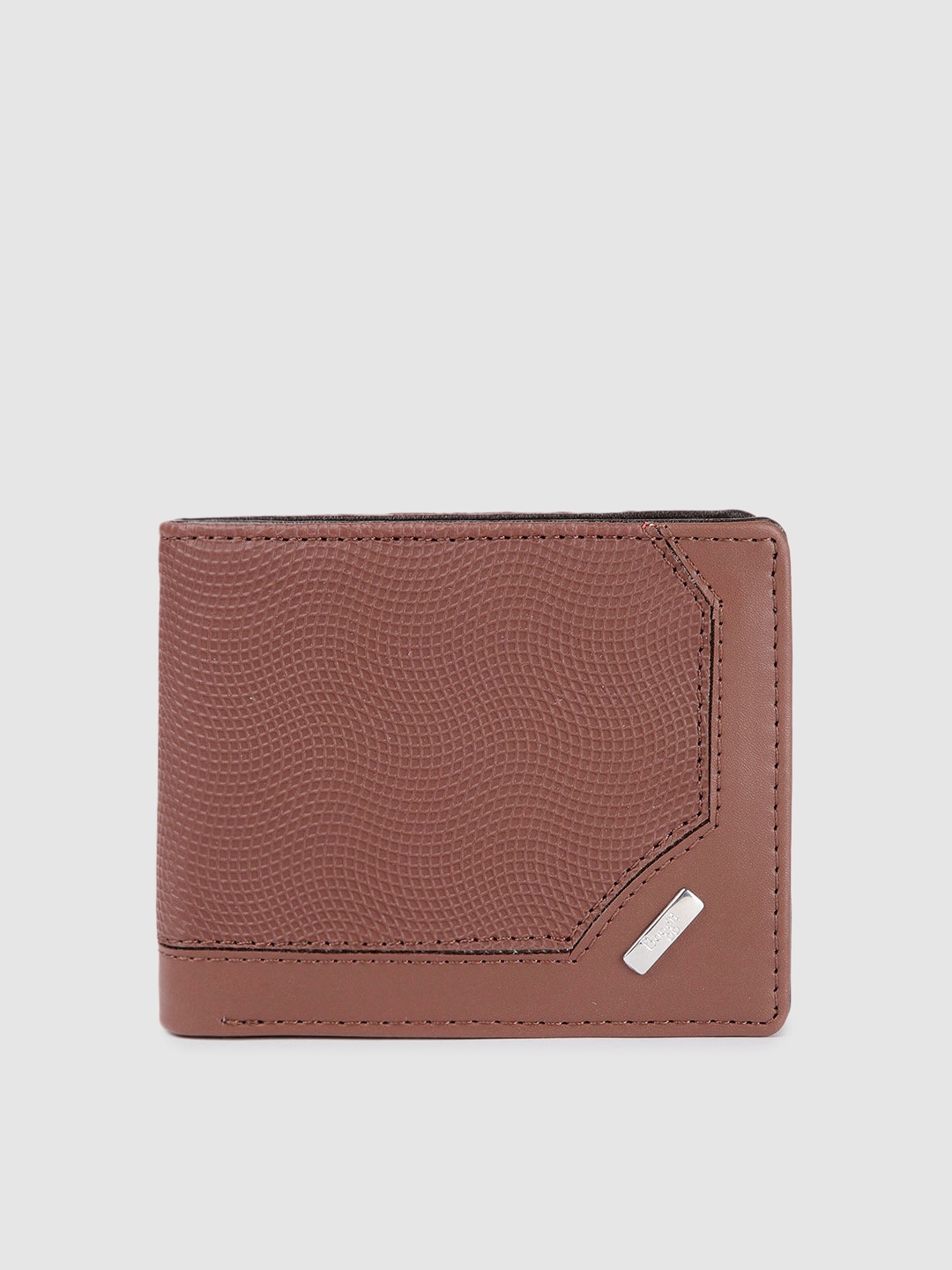 

Baggit Men Geometric Textured Two Fold Wallet, Brown