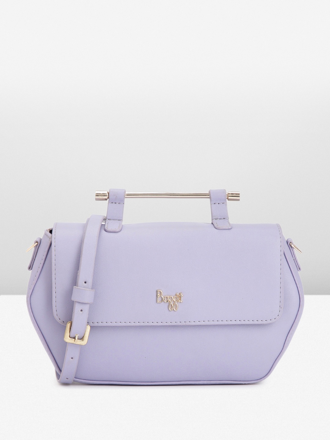 

Baggit Solid PU Structured Satchel, Lavender