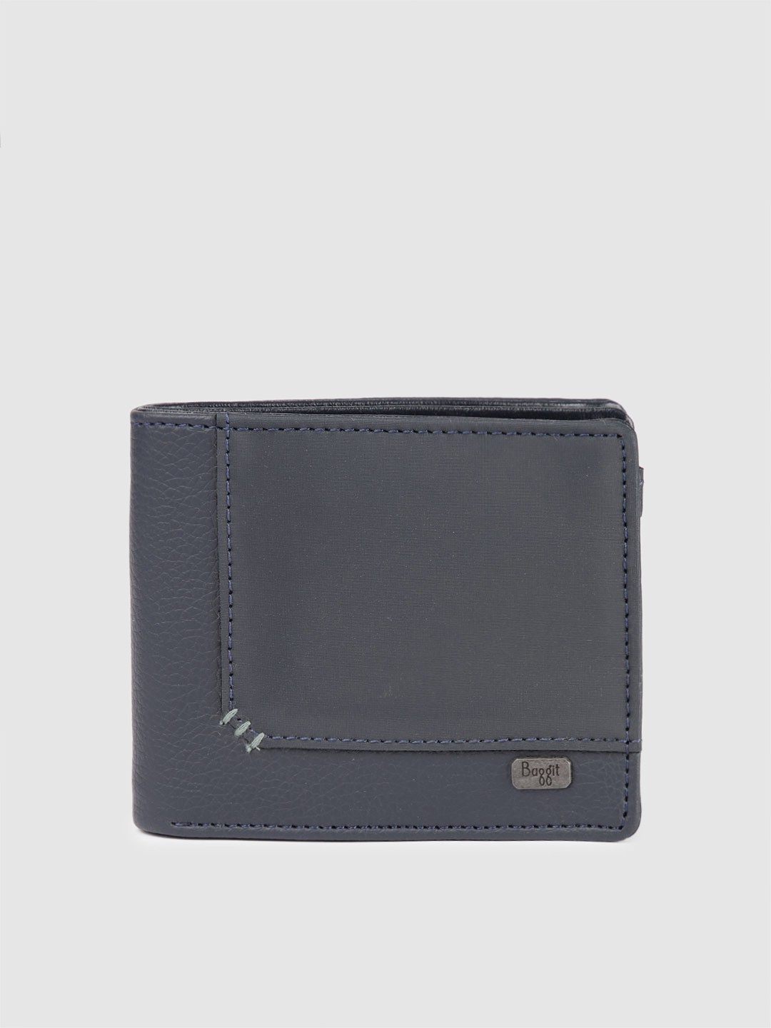 

Baggit Men Abstract Textured Two Fold Wallet, Navy blue