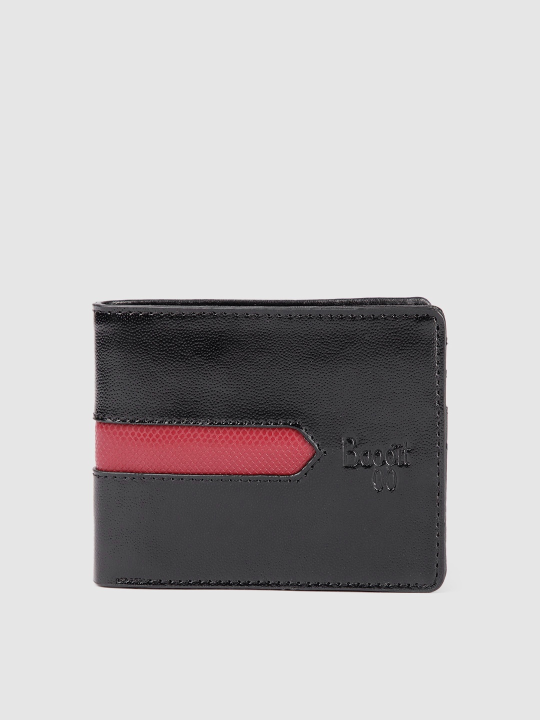 

Baggit Men Bichrome Abstract Textured Two Fold Wallet, Black