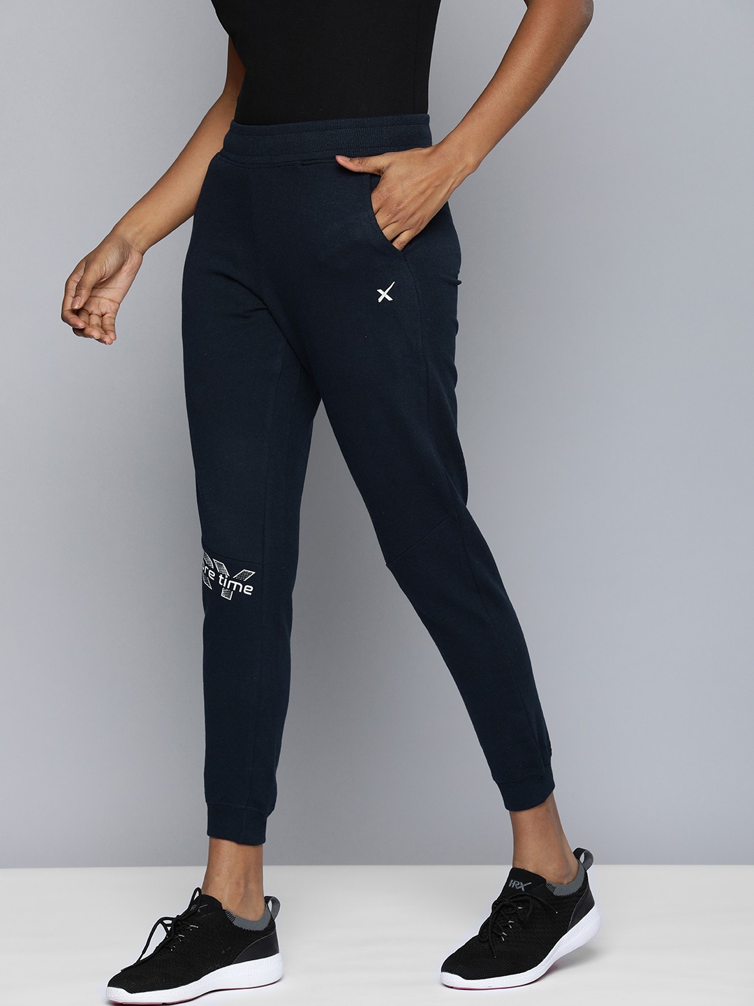 

HRX by Hrithik Roshan Women Lifestyle Graphic Printed Regular Fit Joggers, Navy blue