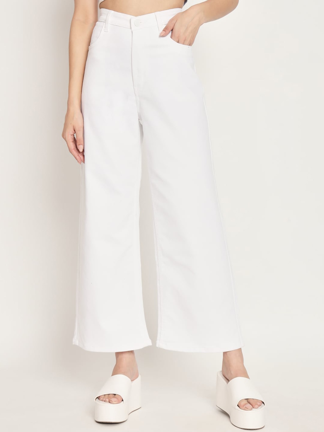 

AngelFab Women Jean Relaxed Fit High-Rise Stretchable Jeans, White
