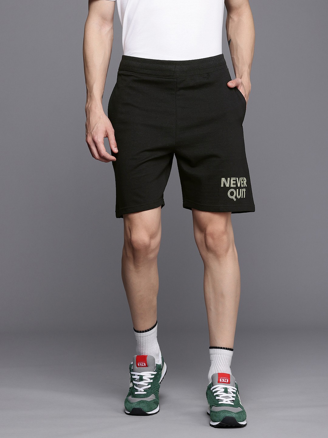 

HRX by Hrithik Roshan Men Typography Printed Shorts, Black