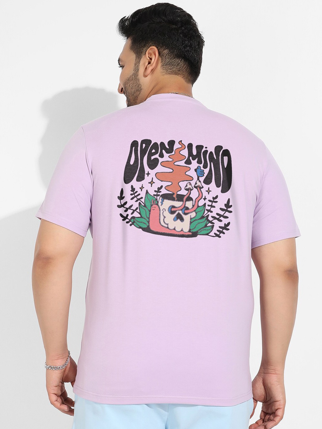 

Instafab Plus Plus Size Typography Printed Cotton T-shirt, Purple