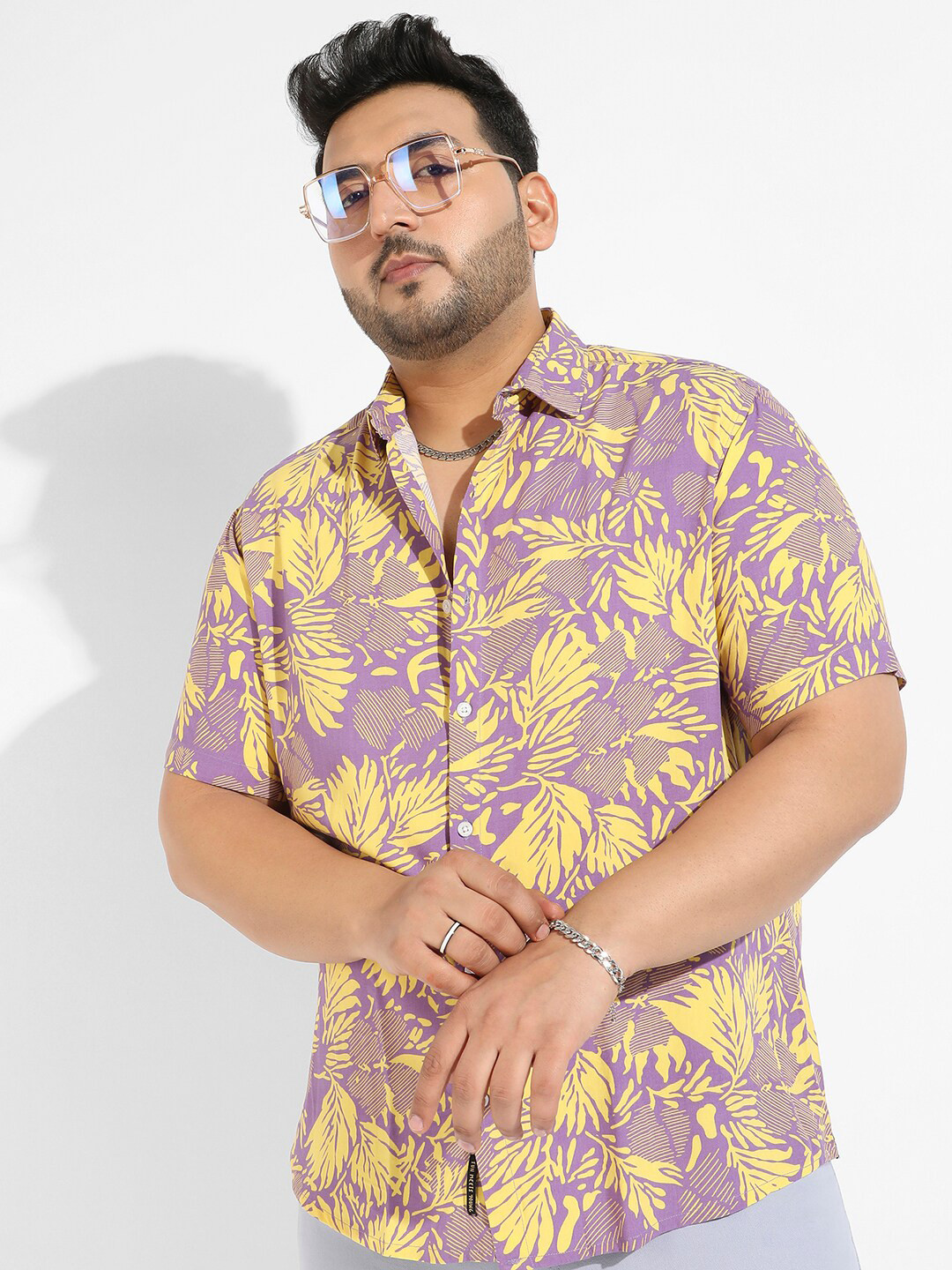 

Instafab Plus Classic Opaque Printed Casual Shirt, Lavender